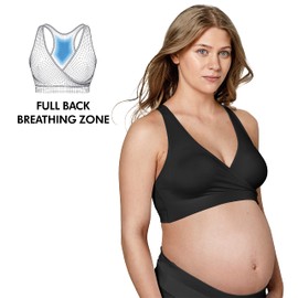 Medela Keep Cool Sleep Bra, Seamless Maternity & Nursing Sleep Bra with Full Back Breathing Zones, Black, S