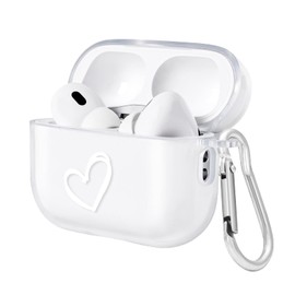 Newseego Compatible with Airpods Pro 2 Protective Case, Clear TPU Case Cover for AirPods Pro 2 with Heart Design for Girls Women Flexible Shockproof AirPods Pro 2 Case with Keychain-Transparent