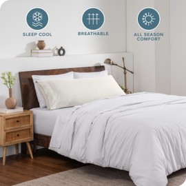 Bare Home Microfiber Body Pillow Cover - Ultra Soft & Cooling - Double Brushed - Envelope Closure - Easy Care (20''x54'' Body Pillow Cover, Cream)