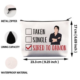 Vampire Inspired Gift Vampire Fans Gift Taken Single Sired to Damon Makeup Bag for Women Girls Team Damon Gift (Sired to Damon Bag)