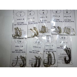 DS Custom Tackle Snelled Baitholder Octopus hooks 6 per pack with a 12 inch leader sizes 8 to 4/0 - 8