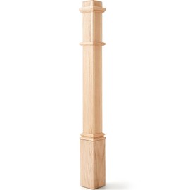 Wonderjune 1 Pcs 48" Red Oak Stair Newel Post with 3 1/2" Post and 4 1/2" Sleeve, Wood Box Newel with Pedestal for Staircase, Plain Style Wood Balusters Interior for Stair Remodeling