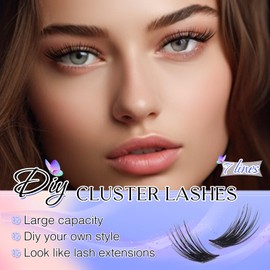 LZM Individual Eyelashes, C Curl, Fake Lashes, 8-14 mm, False Eyelashes, Natural Look, Reusable Artificial Eyelashes, Individual DIY Cluster Eyelashes (Viola Mix)