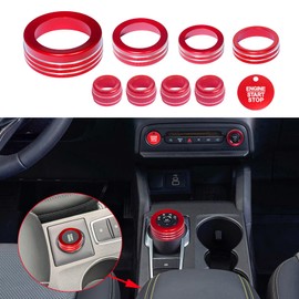 BORUIEN for Ford Bronco Sport 2025 Accessories Interior Car Central Console Panel Switch Button Cover Headlight Volume 4WD Gear Shift Air Vent Knob Cover Decor Trim Alloy 9Pcs (Red)