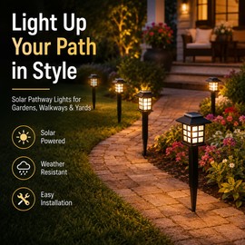 Solar Pathway Lights for Outdoor Walkways – 8-Pack Waterproof LED Garden Lights for Yard, Patio & Driveway