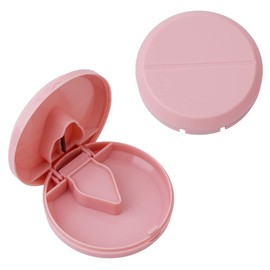 2 x Pill Cutter, Portable 2-in-1 Pill Box, Travel Pill Splitter for Vitamins, Support and Calcium Tablets (Pink)