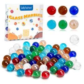 SallyFashion 75 PCS Glass Marbles Bulk, for Antique Wooden Marble Run, 7 Color