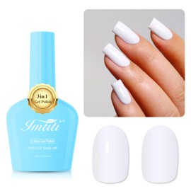 Imtiti White Gel Polish, Pure White Gel Polish 3 in 1 One Step Gel Polish Kit, Soak Off LED U V Gel Polish Nail Art Starter Manicure Salon for Women Girls 0.3 Fl Oz