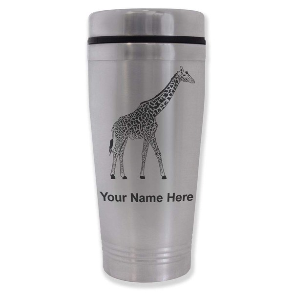LaserGram 16oz Commuter Mug, Giraffe, Personalized Engraving Included