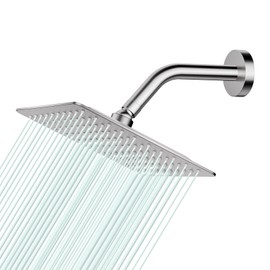 AULEEND Square Shower head, High Flow Stainless Steel Square Rainfall Shower Head, High Pressure Design Even at Low Water Flow (A01 Brushed Nickel, 8 Inch)