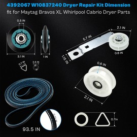 UPGRADED WPW10314173 4392067 MEDB835DW4 Dryer Repair Kit fit for Maytag Bravo Whirlpool Dryer Belt Drum Roller W10314171 MED3500FW1 MGDB835DW MEDB835DC4 80047 279640 W10837240 661570V LUXRILIX