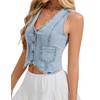 Genhoo Denim Vest Sleeveless Jean Vest Top for Women V