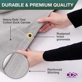 CCS Waterproof Canvas Tarp Cover – Heavy Duty Duck Cloth, Waxed Canvas Tarpaulin with Rustproof Brass Grommets for Camping, Construction, Equipment & Outdoor Use (Grey, 5x7 Ft)