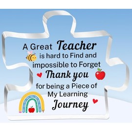 TTOVEN Teacher Gifts Thank You Teacher Gifts for Women Men A Great Teacher is Hard to Find and Impossible to Forget Teacher Puzzle Acrylic Plaque Gifts