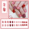24Pcs Valentines Press on Nails Short Square Heart Fake Nails