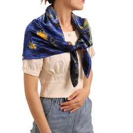 Prettystern Ladies Silk Scarf with Van Gogh Impressionism Art Motif, P884 - Starry Night Starry Night