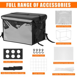 CroBlissful Insulated Food Delivery Bag for Bike with Rear Rack Pizza Delivery Box with Shoulder Belt and Internal Accessories Commercial Waterproof, Internal Dimensions (19.2 x 15.5 x 16.1 Inches)