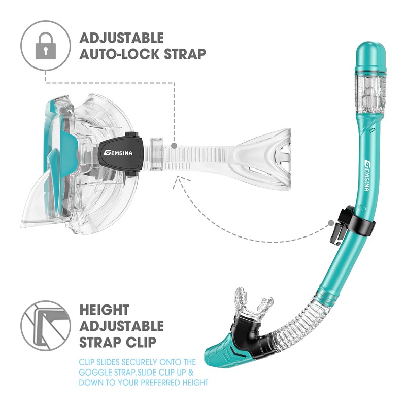 EMSINA Dry Snorkel Set,Panoramic Wide View,Anti-Fog Scuba Diving Mask,Professional Snorkeling