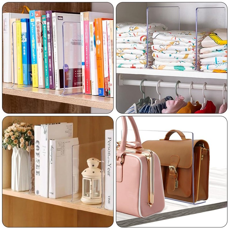 10 Pack Clear Shelf Dividers, Adjustable Acrylic Shelf Dividers for