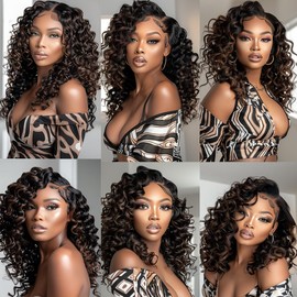 BilltiiWW Brown With Highlights Bundles P1B30 Deep Wave Human Hair Bundles Two Tone Black and Brown Bundles Human Hair Loose Deep Bundles Brazilian Hair Soft and Silky for Women 20 22 24 Inch