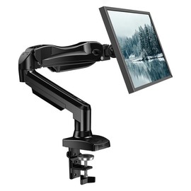HUANUO Dual Monitor Stand - Full Adjustable Monitor Desk Mount Swivel Vesa Bracket with C Clamp, Grommet Mounting Base for 13 to 30 Inch Computer Screens - Each Arm Holds 4.4 to 19.8lbs:_White Single Monitor Arm (Support 13 to 32" )