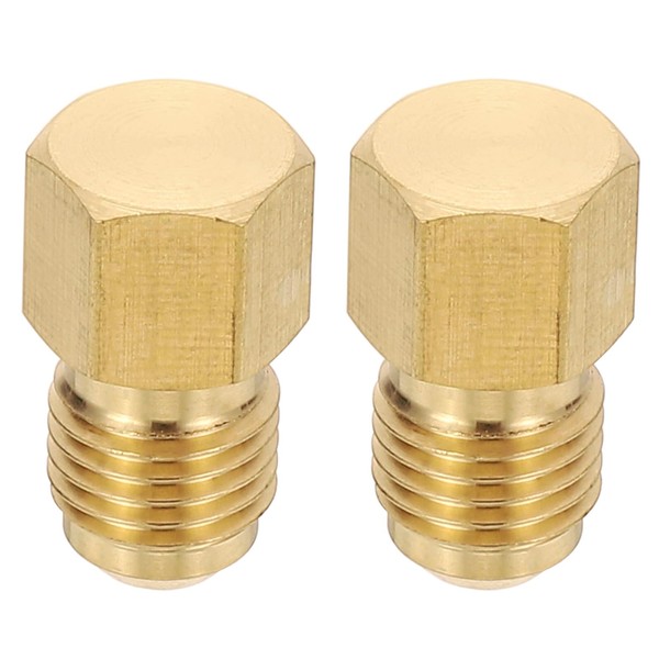PATIKIL 1/4" Brass Flared Plug, 10 Pack 45 Degree SAE