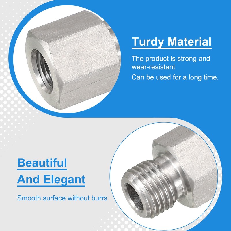 PATIKIL 304 Stainless Steel Forged Pipe Fitting, M12x1.75 Female to