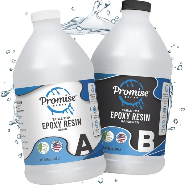 Promise Epoxy Epoxy Resin Kit 1 Gal-Crystal Clear, UV Resistant,