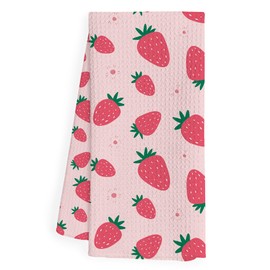 WFSM Coquette Strawberry Kitchen Towels and Hand Towels for Bathroom, Dish Towels, Kitchen Decor and Accessories, 16x24 Inches