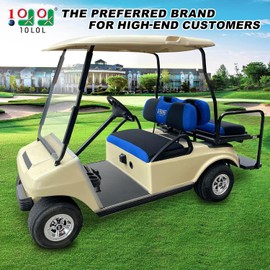 10L0L Golf Cart Front Rear Seat Cover Set for EZGO TXT RXV & Club Car DS 2000-up(Flat Backrest), Made w/ 3D Air Mesh Polyester Fabric Breathable Washable, Blue
