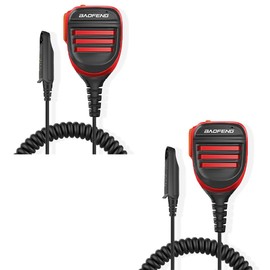 2 Pack BAOFENG UV-9R Radio Speaker Microphone IP54 Waterproof 2-pin K Type for GT-3WP Radio Dual PTT Remote Shoulder Speaker Mic for UV-9R Pro Ham Radio (Red)