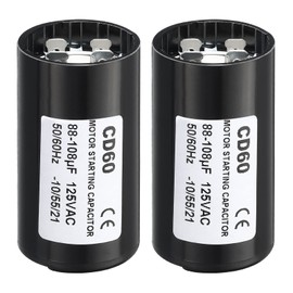 PATIKIL 2 Pack 88-108uF/Mfd 125V 50/60Hz CD60 Run Capacitor, Motor Starting Capacitor for Electric Motor Starts Running