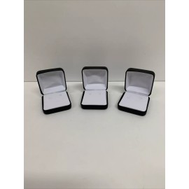 KC JEWELRY SUPPLY Necklace Gift Box Faux Black Leather Velvet Flocked Jewelry Lot of 3  2.25”x2.25
