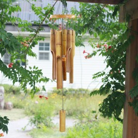 Bamboo Wind Chimes for Outside,Wooden Wind Chimes with Melody Soothing Tone,32" Classic Zen Bamboo Windchime for Porch Patio Garden or Indoor