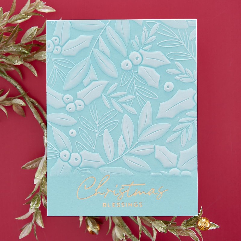 Spellbinders Holly & Foliage Embossing Folder, Clear