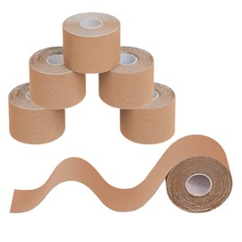 BB Sport 6 Rolls Kinesiology Tape 5 m x 5 cm in 11 different colours, Colour:beige
