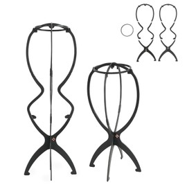 LINEASTORIA Wig Stand - Compact and easy to carry - Portable Wig Stand Collapsible - 13.98 Inch (Black, 13.98 Inch(Pack of 1))