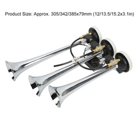 Car 3 Musical Trumpet, DC 12V/24V Super Loud Sound 145dB Chrome Plated Truck Musical Air Horn with 6 Different Tones, Music Airhorn for Trcuk Car Yacht