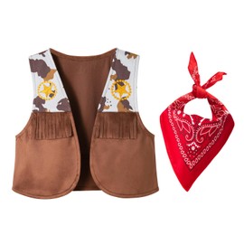LXKIKMM Western Cowboy Style Costume Kids Vest & Bandana Set 7-8 Years
