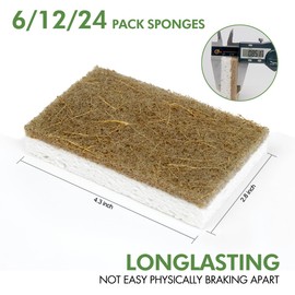 CELOX 6 Pack Coconut Fiber Biodegradable Sponges, Non Scratch Kitchen Cleaning Sponge, Eco-Friendly Dual-Sided Sponge for Dishwashing