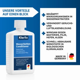 Klarfix Waterclean Multi-Purpose Conditioner Plus | Fights Microorganisms and Prevents Odour and Air Bubbles in Water Mattresses (1 x 250 ml)