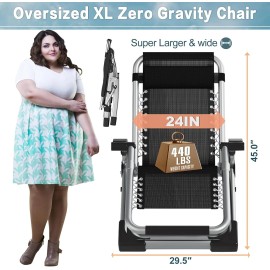 NAIZEA 29In XL Wide Oversized Zero Gravity Chair Lawn Folding Lounge Chairs