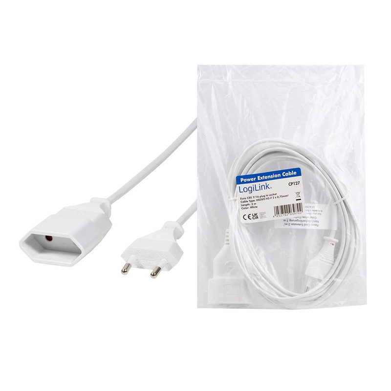 LogiLink CP127 Power Cable Euro CEE 7/16 Male to Female