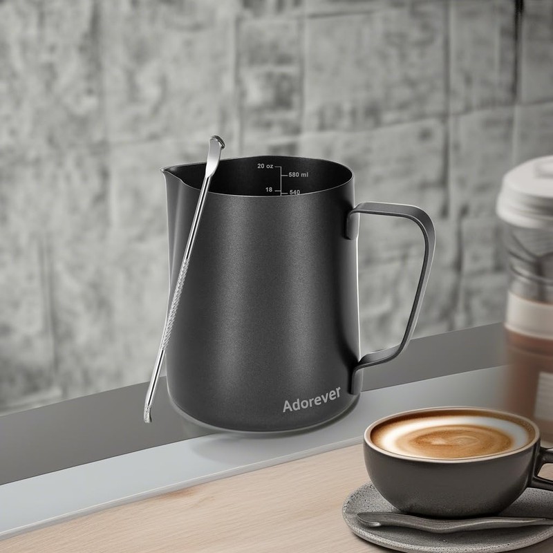 Milk Frothing Pitcher 600ml/20oz Steaming Pitchers Stainless Steel Milk Coffee