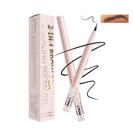 2-in-1 Eyebrow Pencil and Clear Gel – Dual-Ended Waterproof Brow Pen with Microblading Effect for Long-Lasting, Smudge-Proof, Defined Brows(Black)