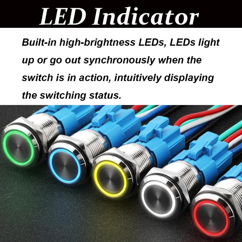 Self-locking Push Button Switch, Waterproof Pre-wired Push Starter Switch with
