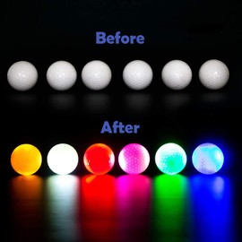JIANGMU Glow-in-the-Dark LED Golf Balls - Light-Up, Resettable Time, Luminous Night Golf Balls - Gift Set for Men & Women (3)