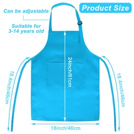 Morcheiong Morcheiong 8 Pack Adjustable Kids Apron Bulk with 2 Pockets Toddler Apron Kids Painting Aprons for Cooking Baking Painting Boys Girls (Light Blue)