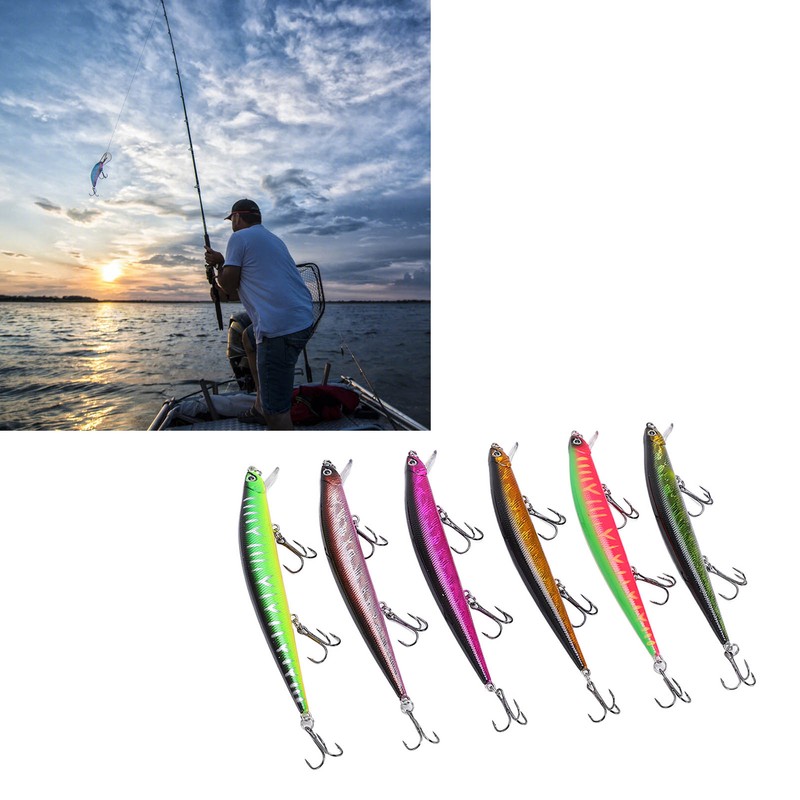 6PCS Minnow Fishing Lure Long Throw Floating Artificial Hard Bait
