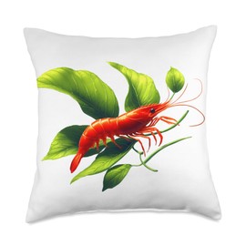 Cherry Shrimp Aquarium Tees Cherry Shrimp Breeder Neocaradina Freshwater Aquarium Throw Pillow, 18x18, Multicolor